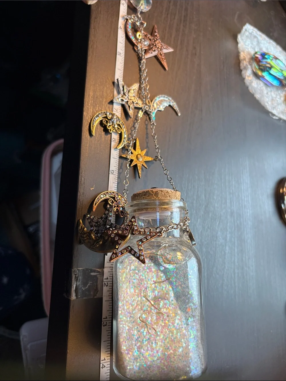 Kirk’s Folly Celestial Moon & Star Hanging Jar Lantern - Iridescent White